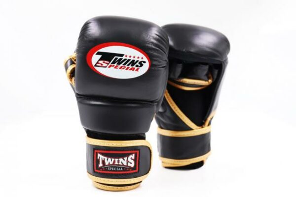 Twins Special MMA Grappling Gloves Leather Black Gold Color GGL14 - Image 6