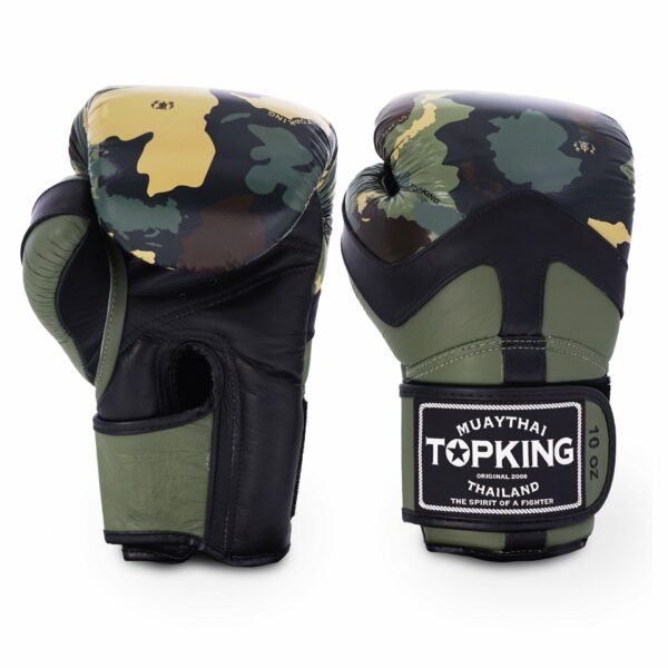 TOP KING BOXING GLOVES GENUINE LEATHER GREEN CAMOUFLAGE