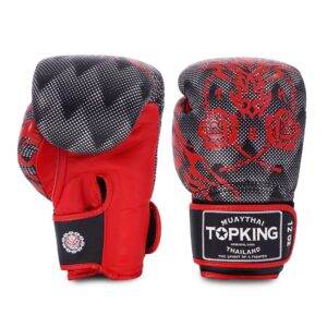 TOP KING BOXING GLOVES GENUINE LEATHER DRAGON BLACK RED