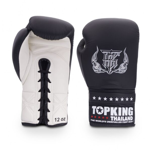 TopKing Boxing Gloves SUPER COMPETITION Black Genuine Leather Lace-up
