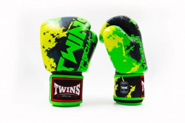 Twins Special Fancy Boxing Gloves Velcro Genuine Leather Candy Black/Green
