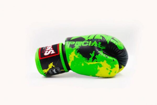 Twins Special Fancy Boxing Gloves Velcro Genuine Leather Candy Black/Green - Image 4