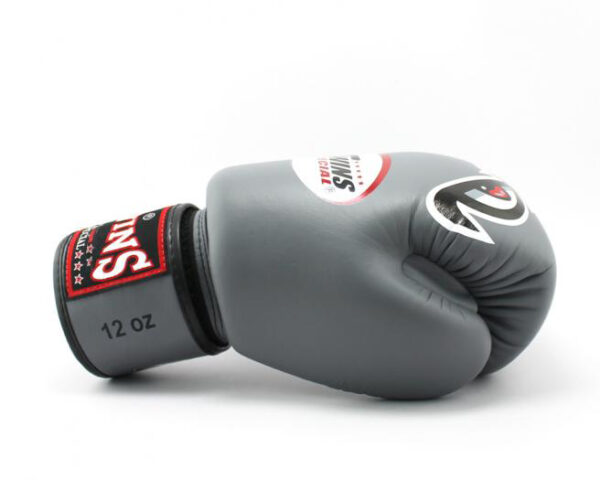 Twins Special Fancy Boxing Gloves Velcro Genuine Leather Grey Special Design - Image 3