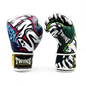 Twins Special Fancy Boxing Gloves Velcro Genuine Leather Graffiti