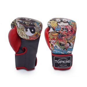 Top King Boxing Gloves CHINA Culture with Black Palm Semi Leather